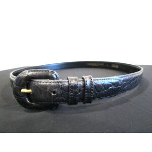 Valerie Stevens Classic Black Croc Embossed Leather Belt Women Sz M/L, 29"-33"